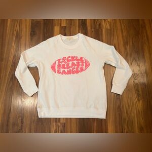 Simply Southern Tackle Breast Cancer Women’s Long Sleeve Snow Crewneck Sweater